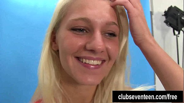 Busty blonde teen Sara posing