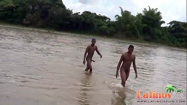 Studly Latin twinks get a boner after a skinny dip