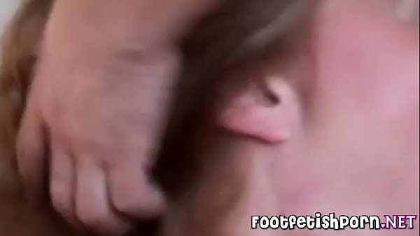 Kitchen footjob couple