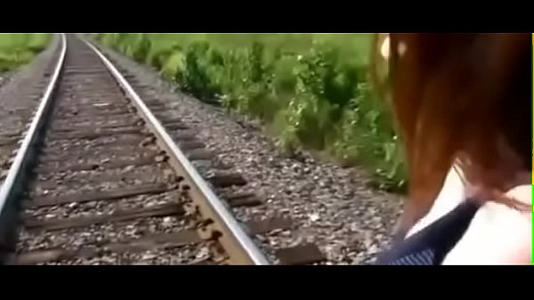 Amateur couple fucks on rail track