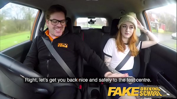 Fake Driving Sexy ginger hottie rides cock during internse lesson