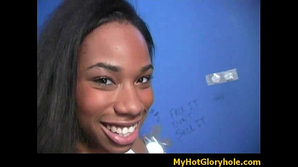 Black girl sucking their first white cock in Gloryhole 25