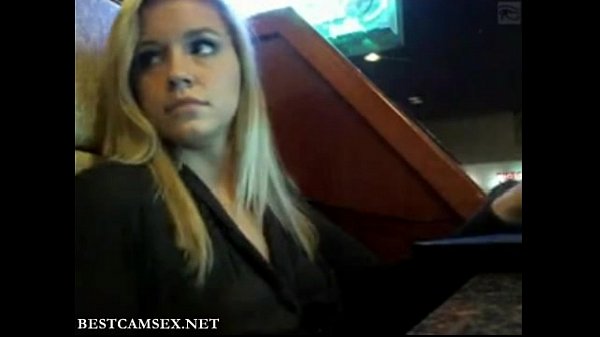 Hot Blonde Public flashing in a bar