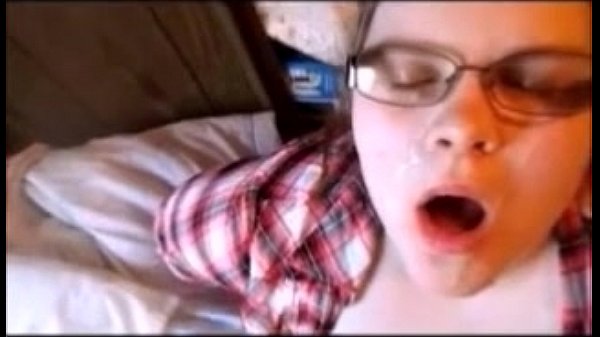 Nerdy Wife In Glasses Sucks Husband Dick And Take A Facial of cum
