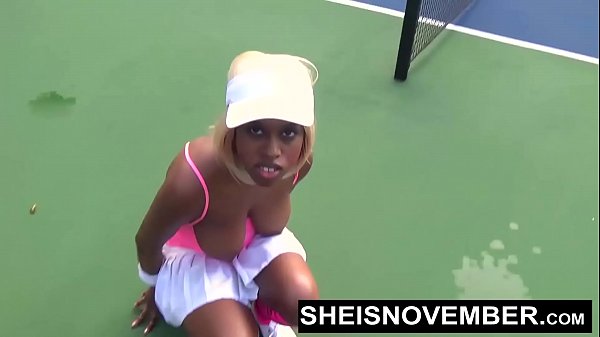Toned Blonde Black Girl Msnovember Giving Oral Sex On Tennis Court Outdoors , Petite Body On Knees Getting Face Fucked By Stranger With Her Huge Natural Titties And Nipples Out HD Sheisonvember
