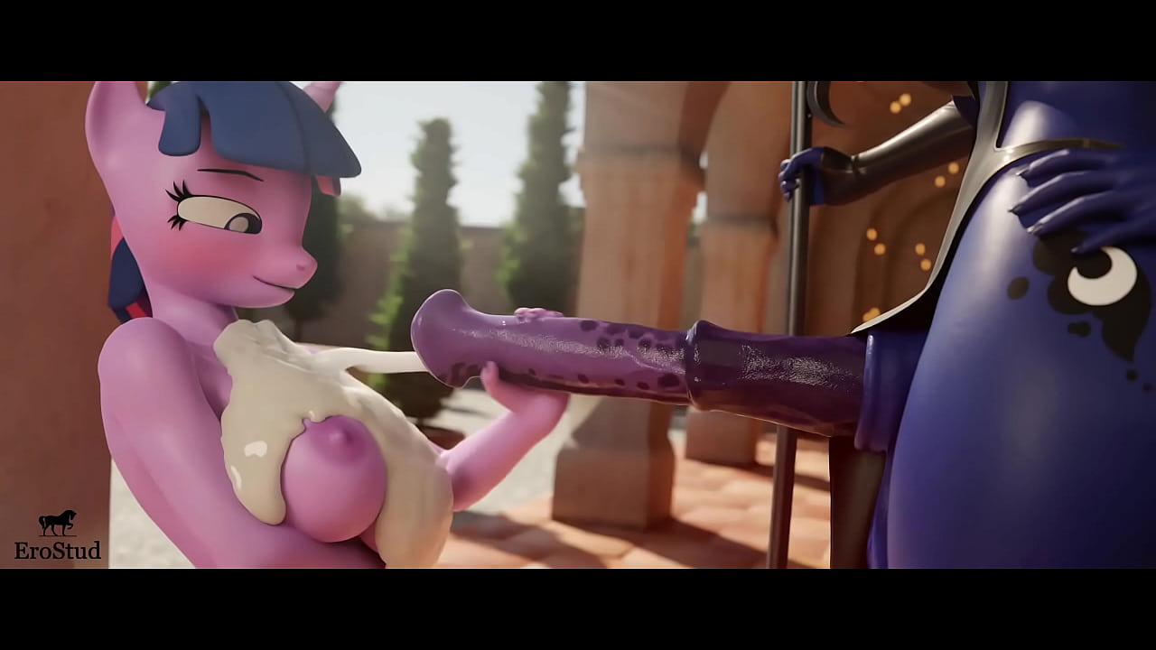 Twilight sparkle giving Princess Luna a handjob making her cum all over her face and massive tits