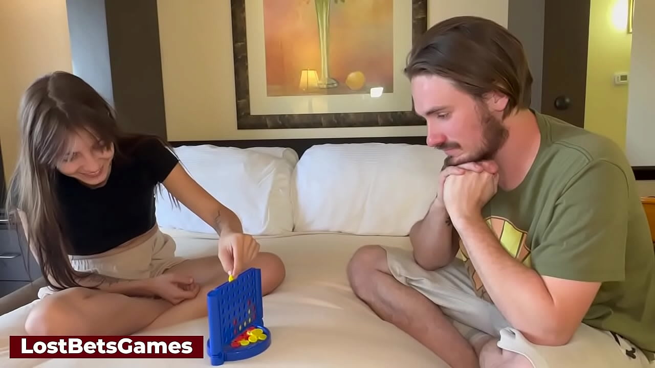 She rides his hard dick after losing a Strip Connect 4 game