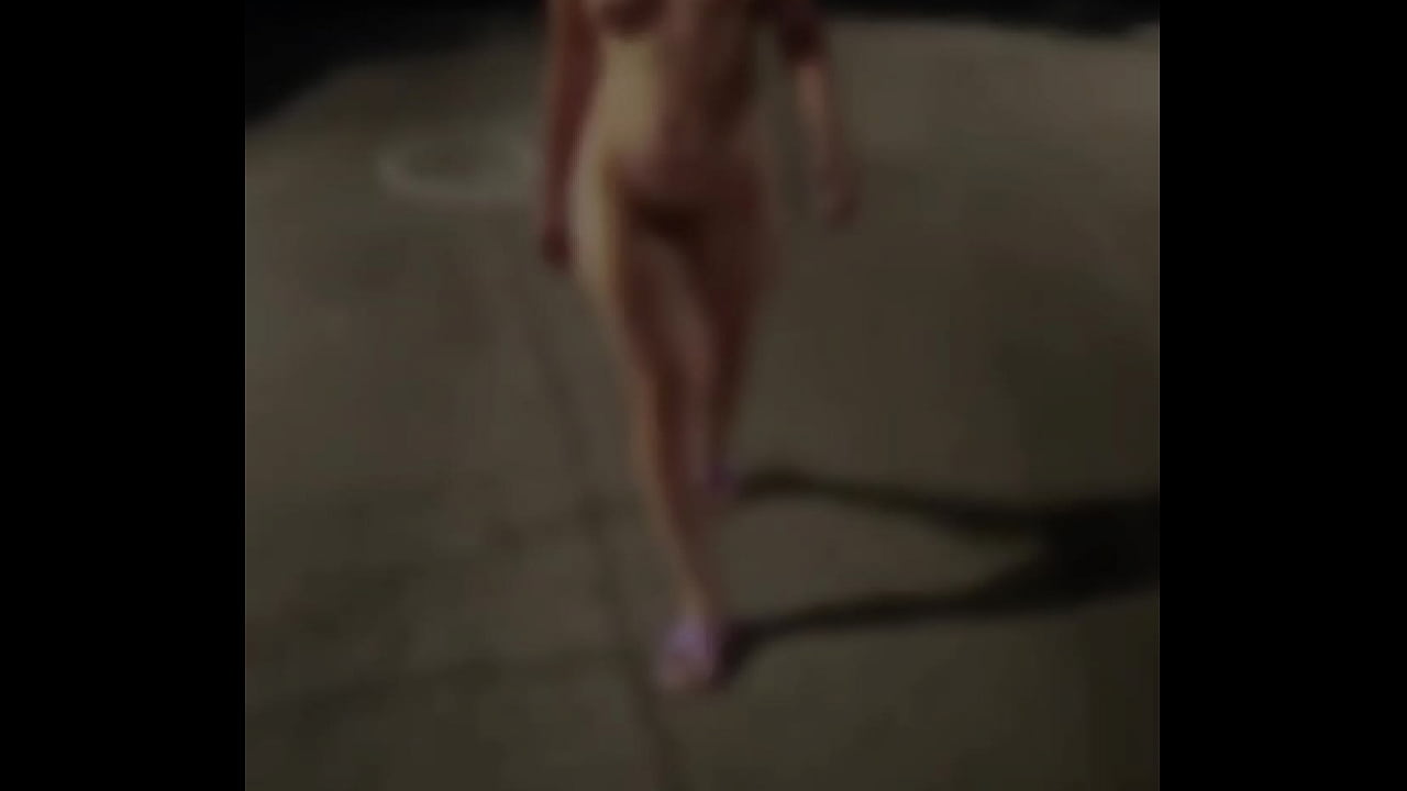 Naked blonde walking down the street