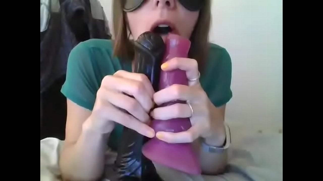 foamslut licks and sucks dog and horse dildos huge slut