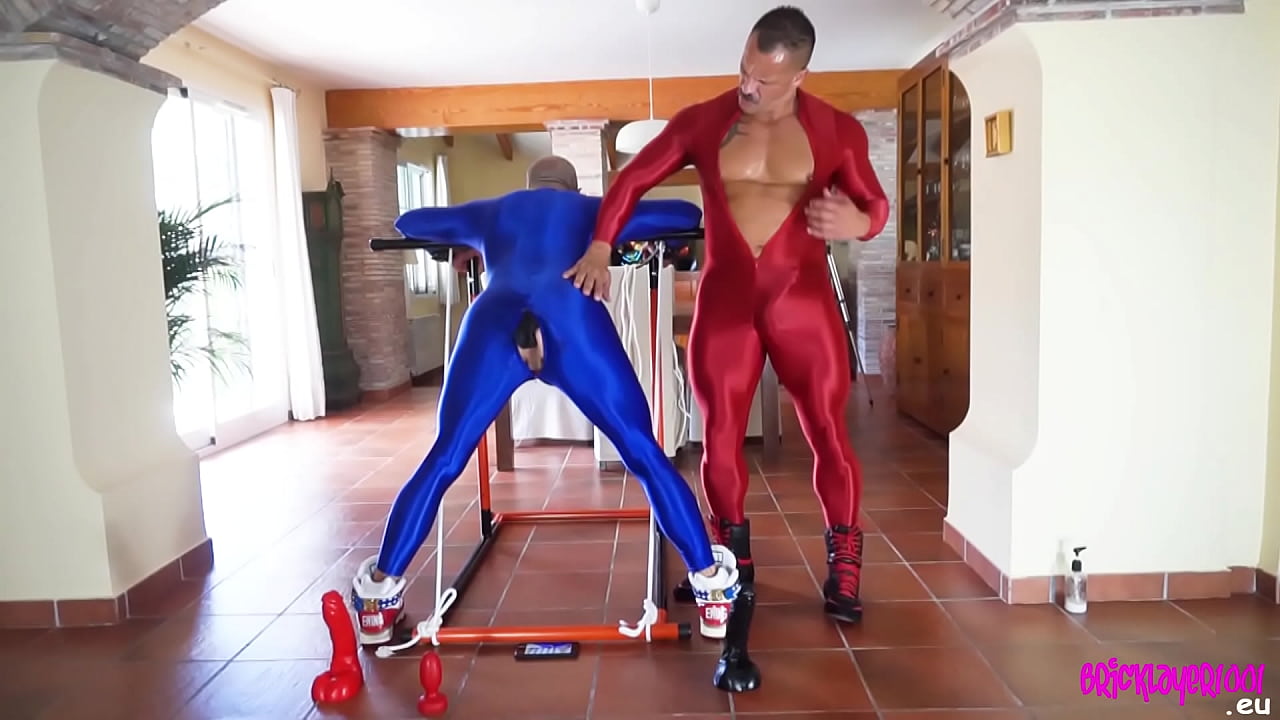 Muscle men in spandex suits