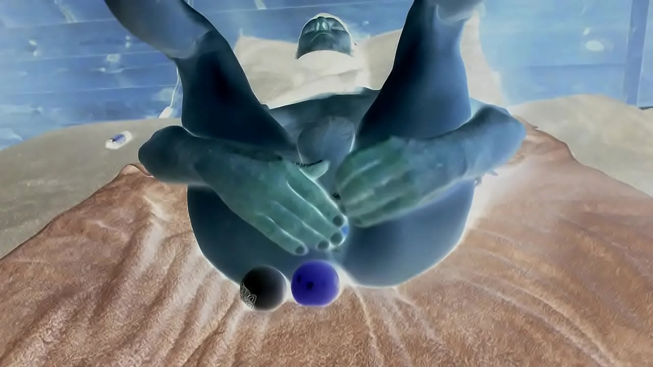 Blue alien fantasy with anal ball gape and object insertion