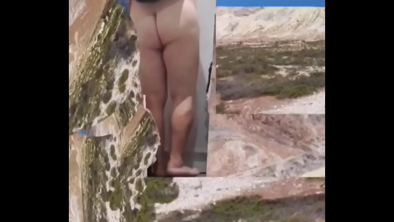 Unashamed guy totally naked walks in a desert