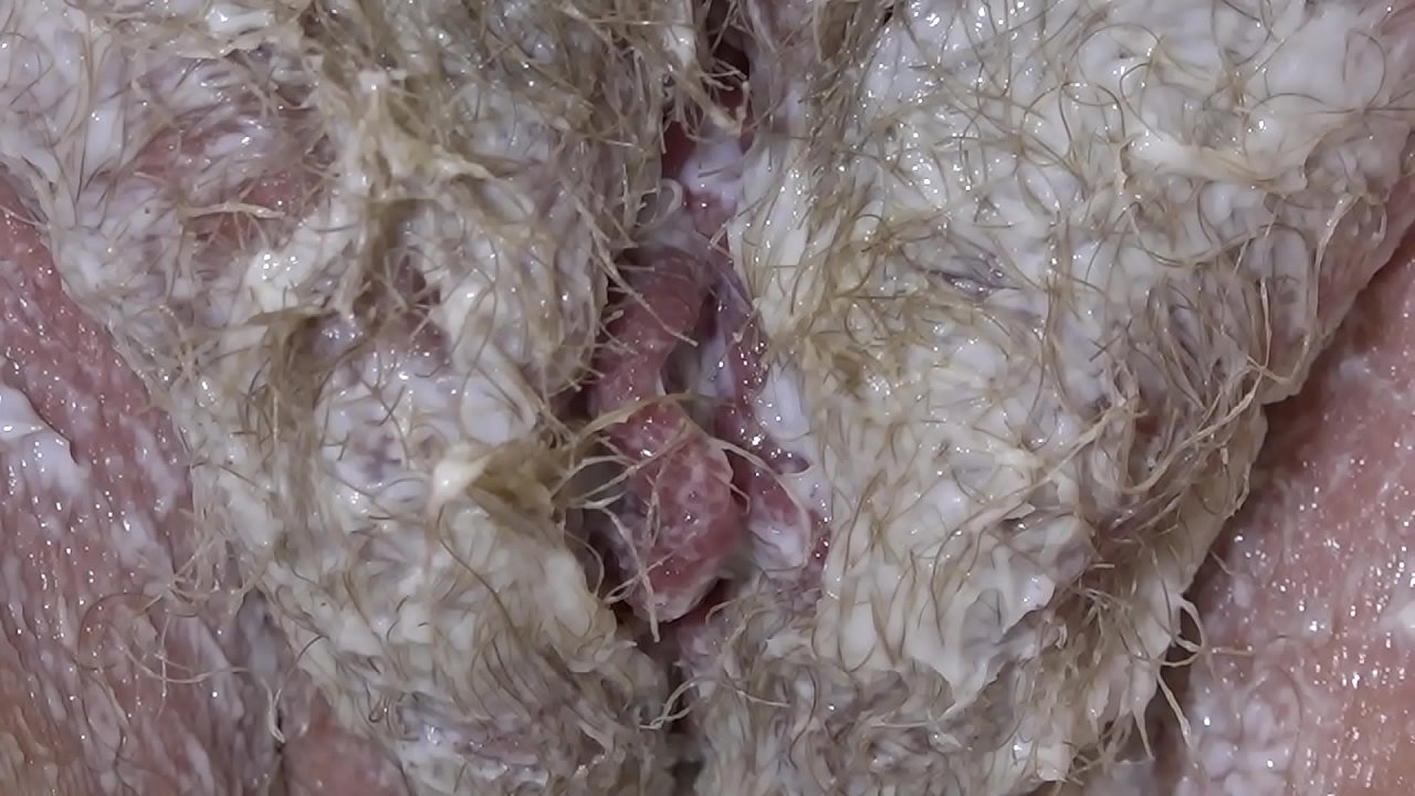 Mature BBW shaved a lot of hair from a plump cunt. Close-ups.