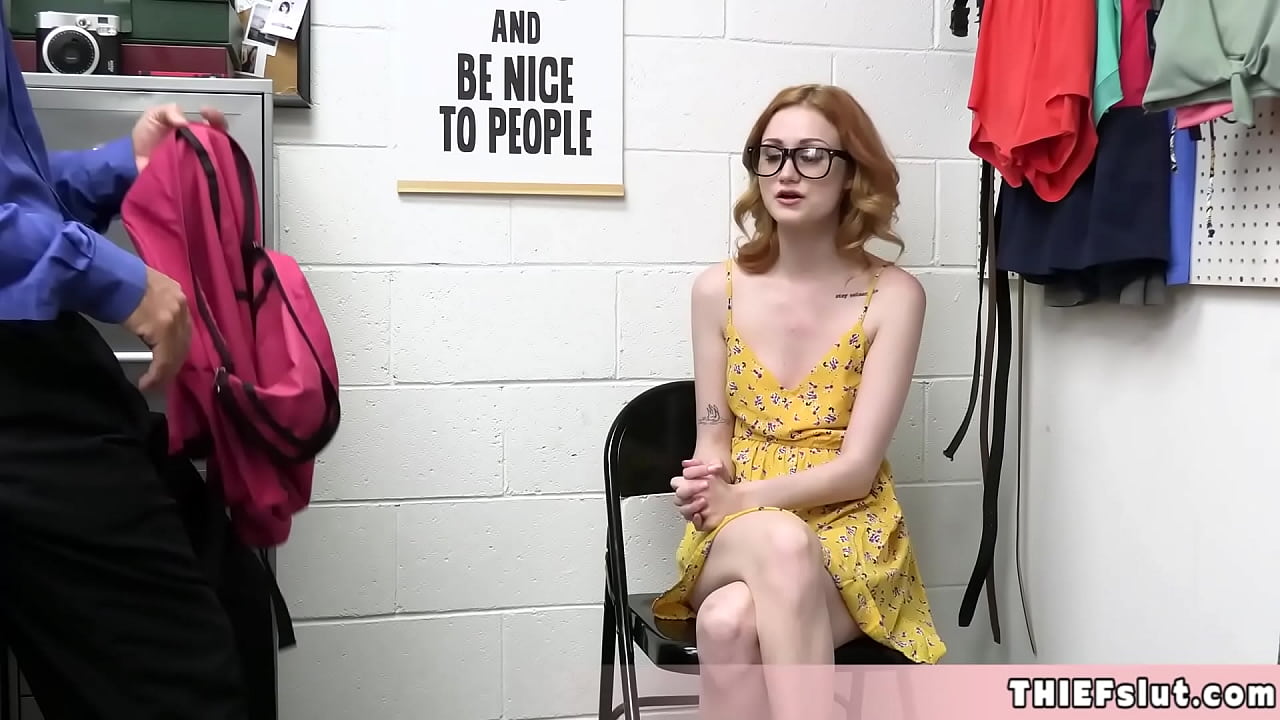 Bespectacled nerd chick caught shoplifting