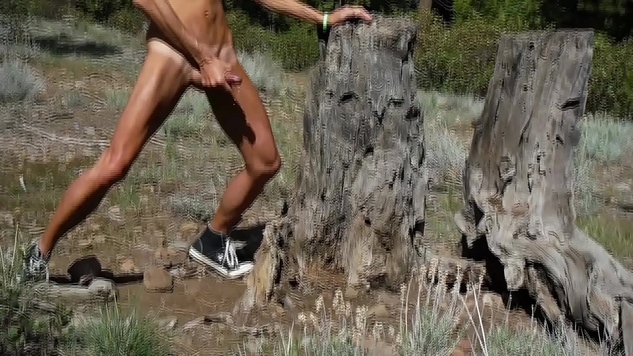 Cum shots by the outdoor tree