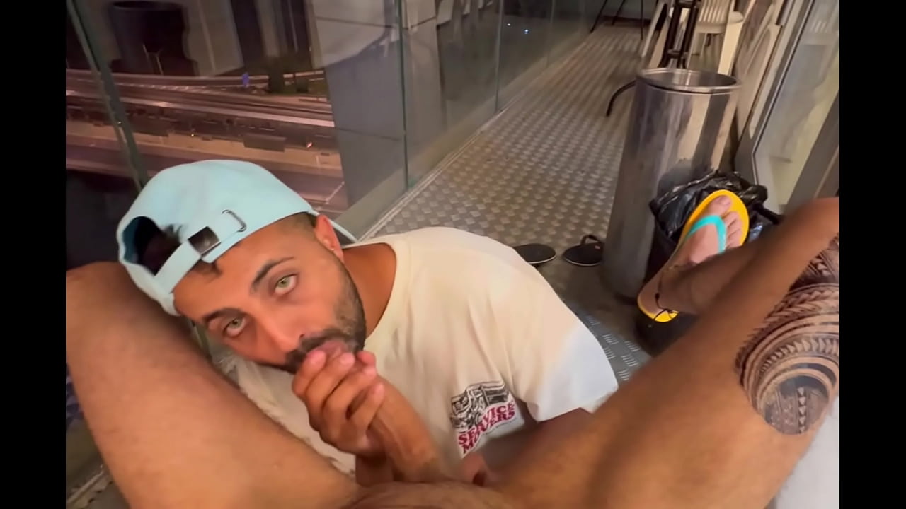 Big Arab dick blowjob on the balcony