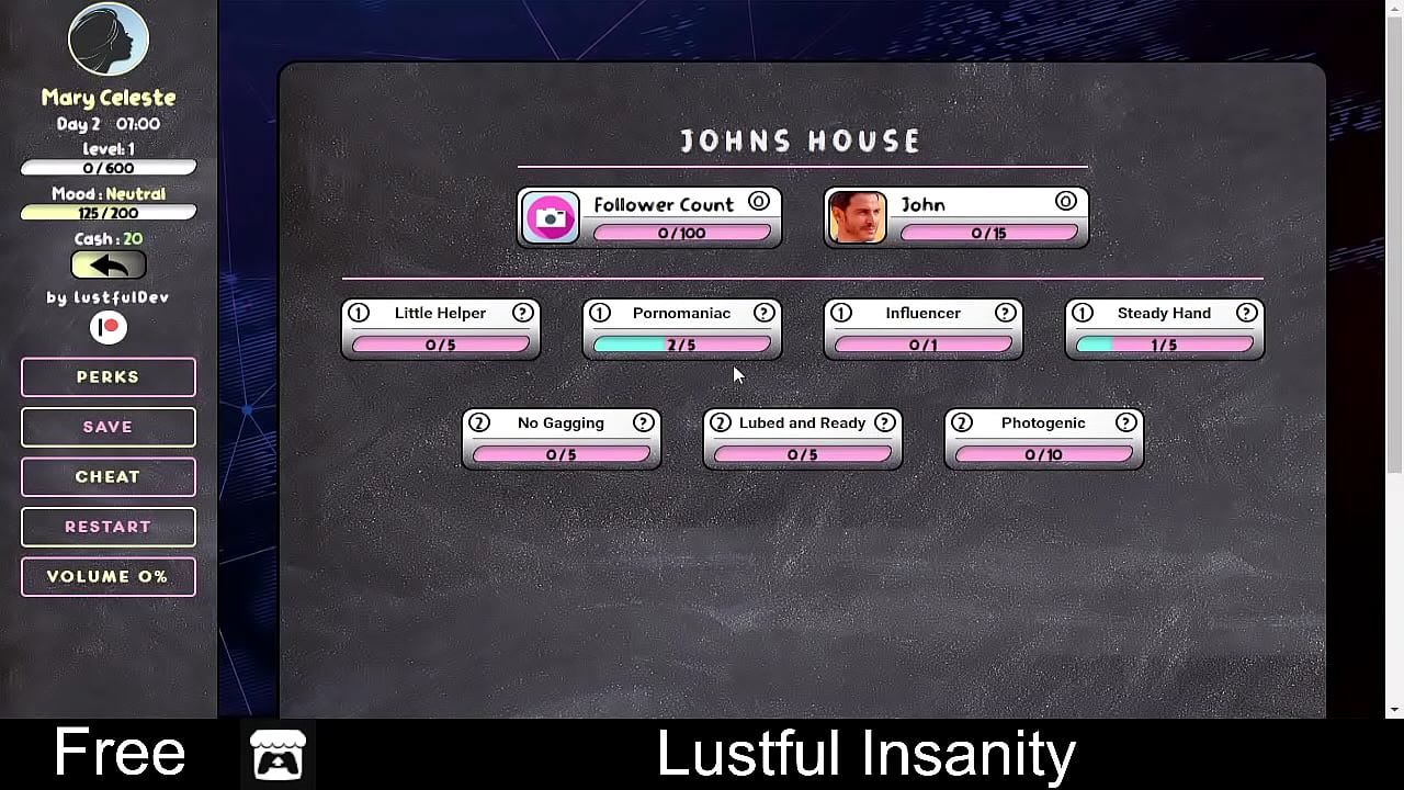 Lustful Insanity (free game itchio) Visual Novel