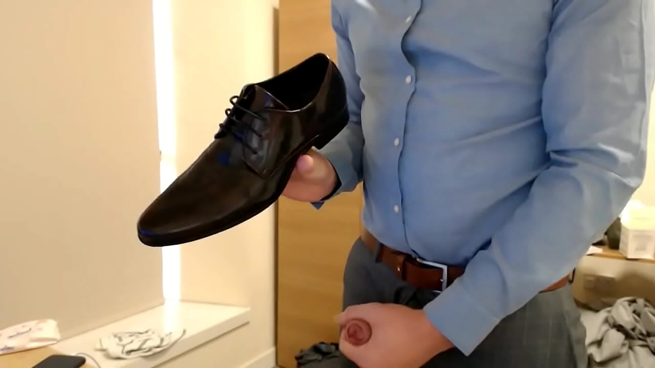 Suited Twink Cums Over Dress Shoes