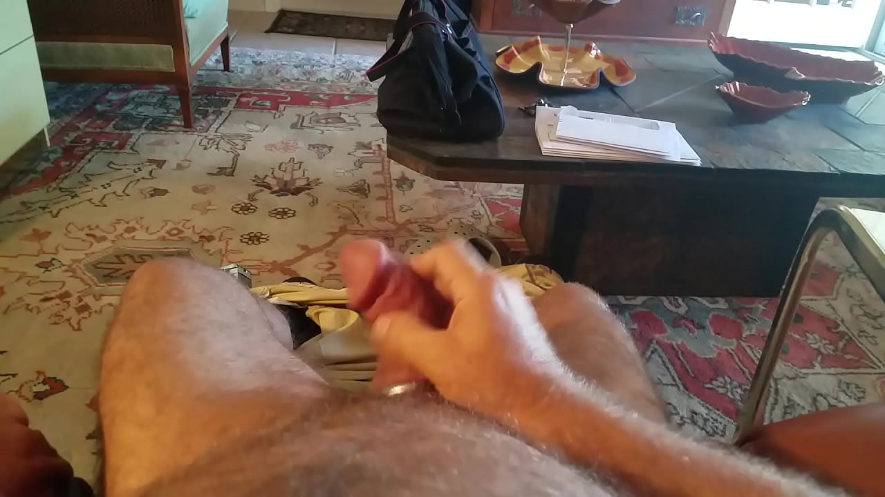 Blasting out a thick shot of cum