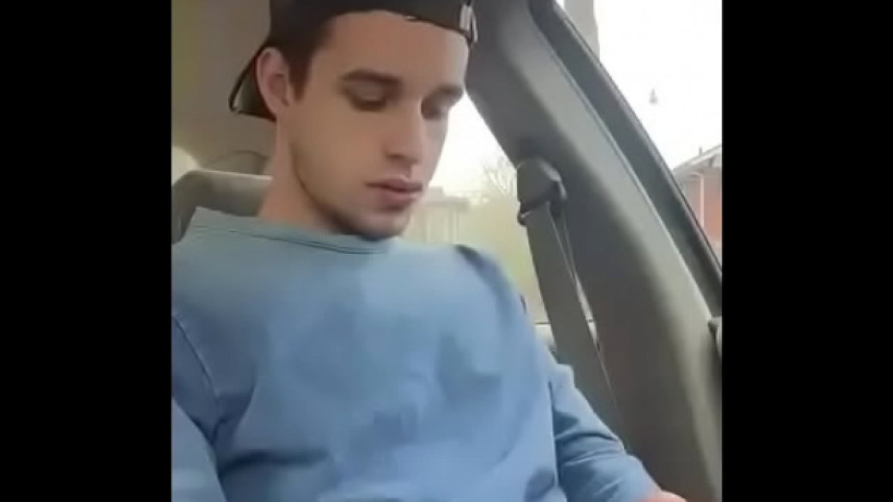 Hot Twink's car cock stroking