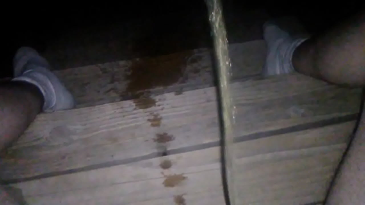 Pissing on porch