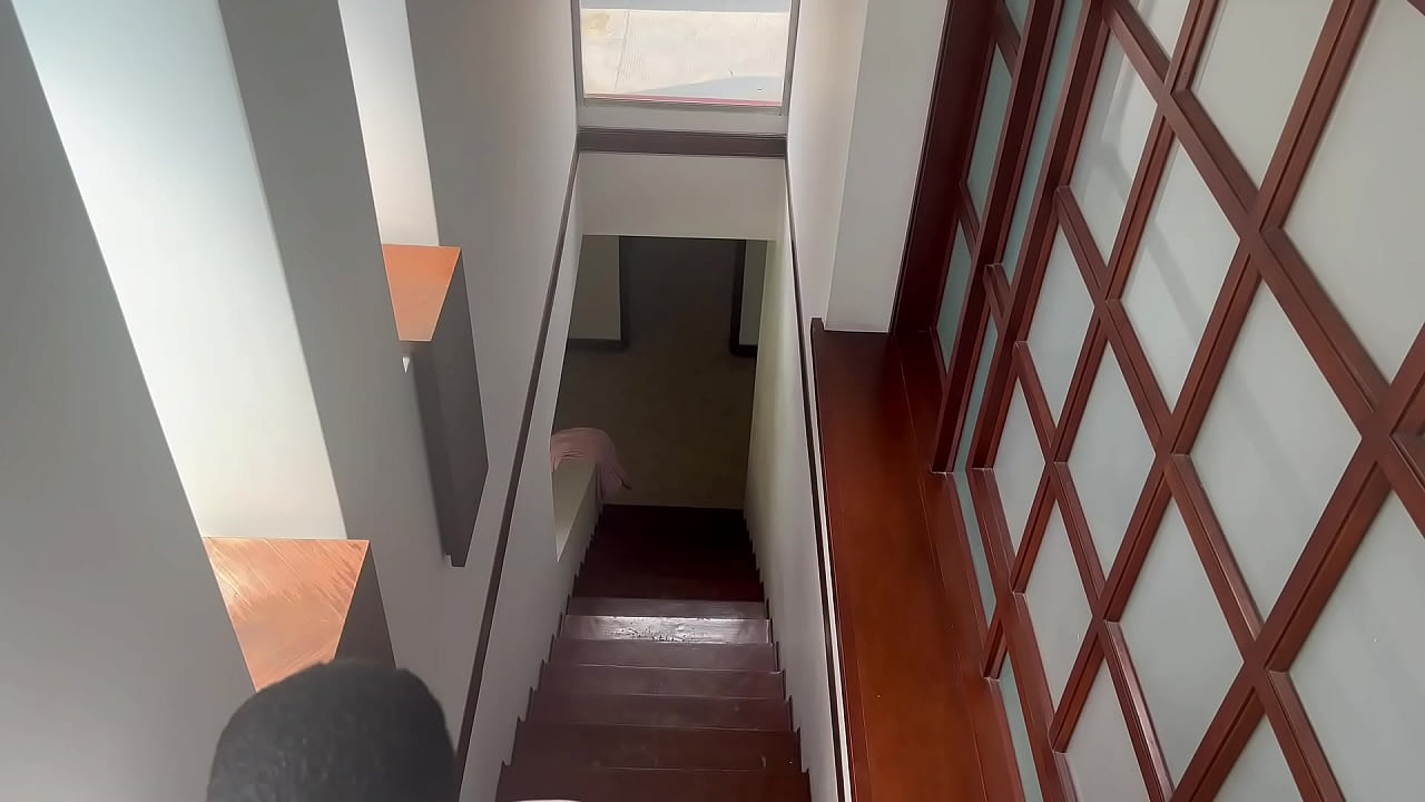 Fucking my real estate client while his fiancée sees the kitchen of his future home, I seduce this young on the stairs showing my pussy and ass, then he secretly fucks me