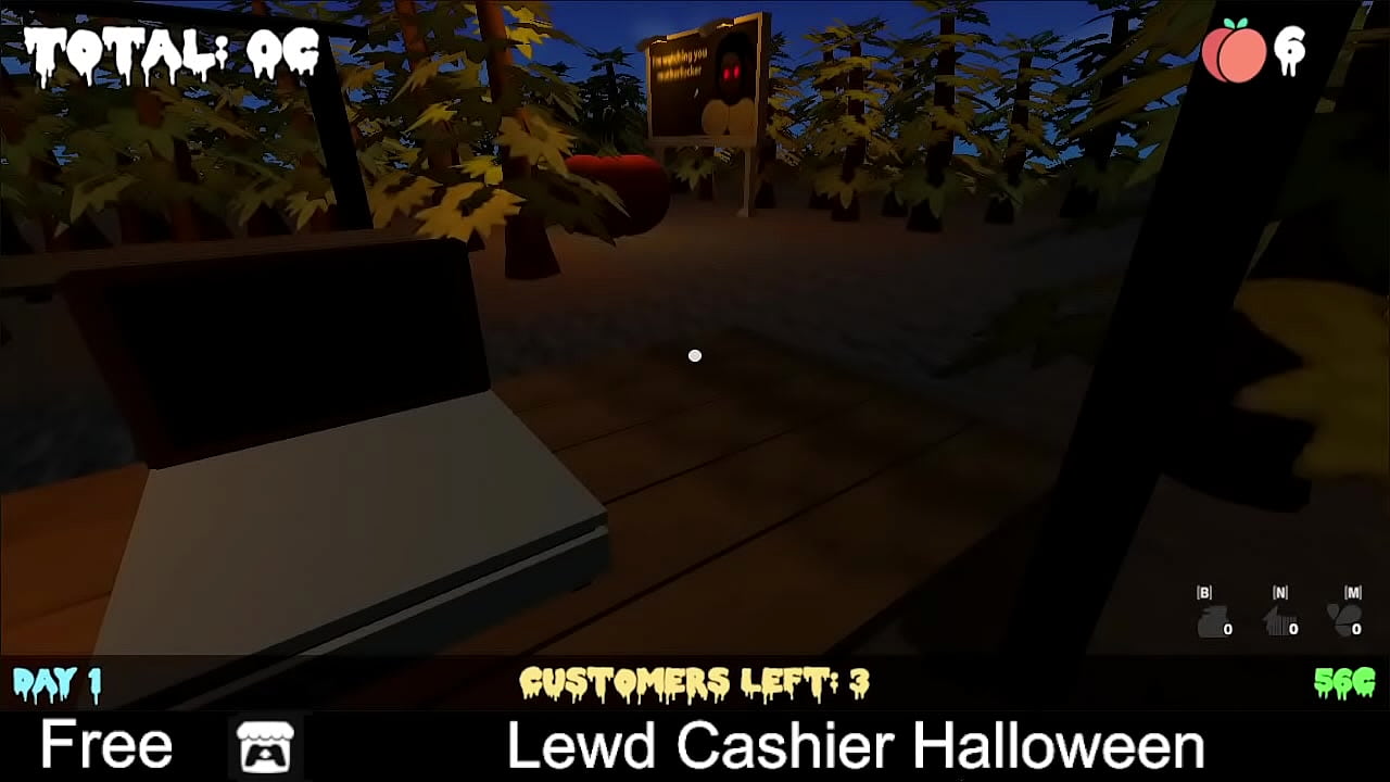 Lewd Cashier Halloween (free game itchio) Visual Novel