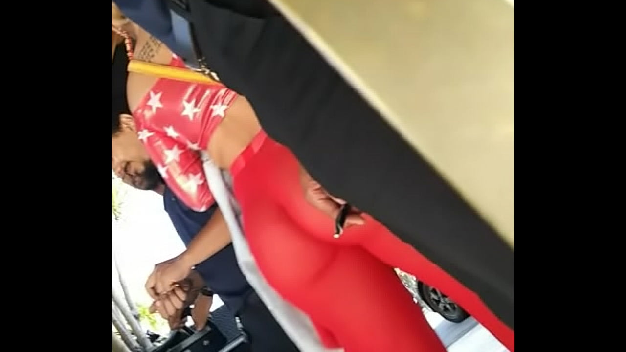 MILF IN RED PANTS SEE THROUGH THONG