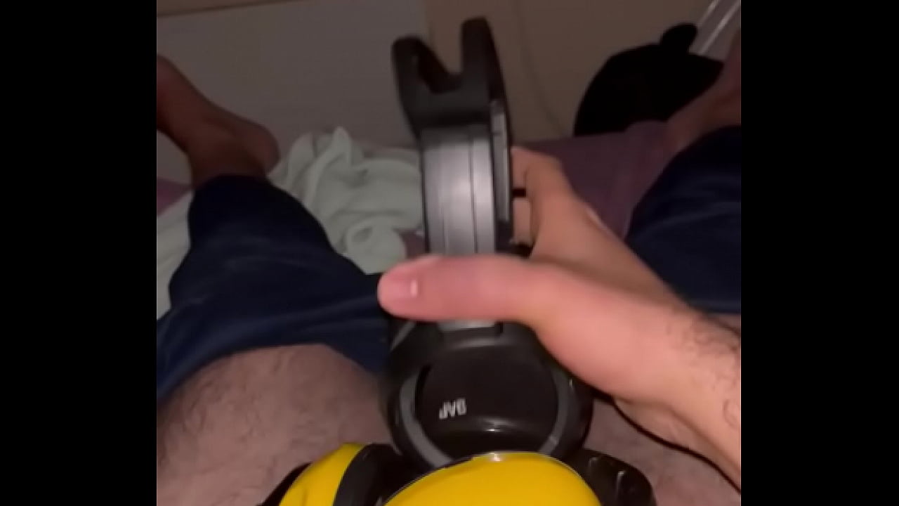 Headset and ear muffs cumshot