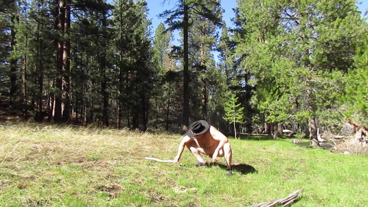 Naked and hard in the wilderness.