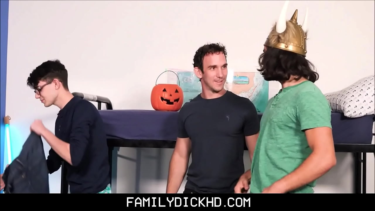 Two Stepbrothers And Their Uncle Have A Group Sex Treat While Out During Halloween Trick Or Treating