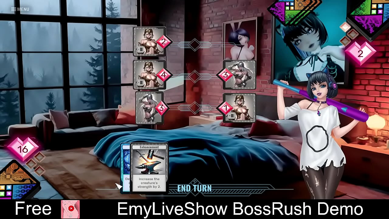 EmyLiveShow: BossRush  (Free Steam Demo Game) Card Game,Adult, bdsm, Erotic, First-Person, Indie, kink, Singleplayer, Vampire