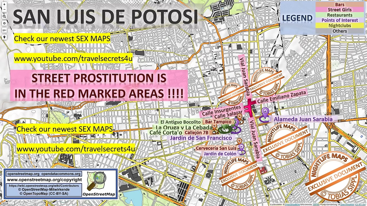 Street Prostitution Map of San Luis de Potosi, Mexico with Indication where to find Streetworkers, Freelancers and Brothels. Also we show you the Bar, Nightlife and Red Light District in the City.