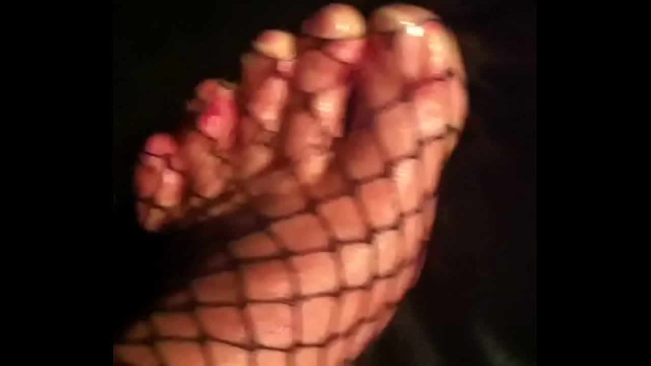 Cum on Feet Fishnet Cock