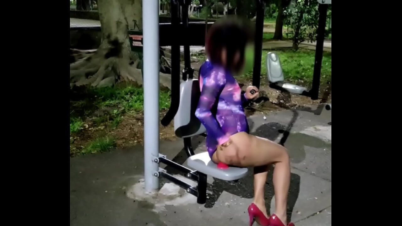 Sissy anally exercising in the public park