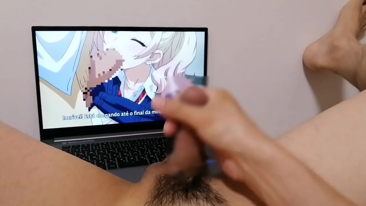 Horny Otaku Moaning Jerking Off Big Dick While Watching Cute Young Girl Fuck Hot Hentai anime. camshot POV