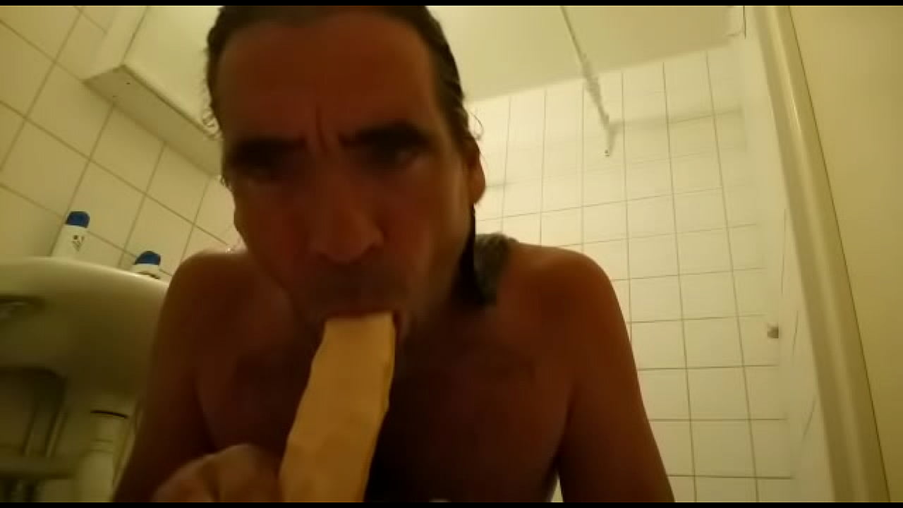 Sucking a big fake dick. Swedish