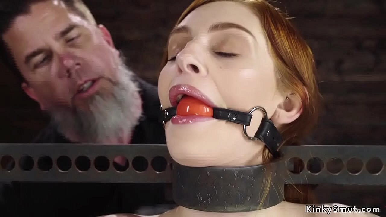 Red head slut gets gagged and vibrated by master