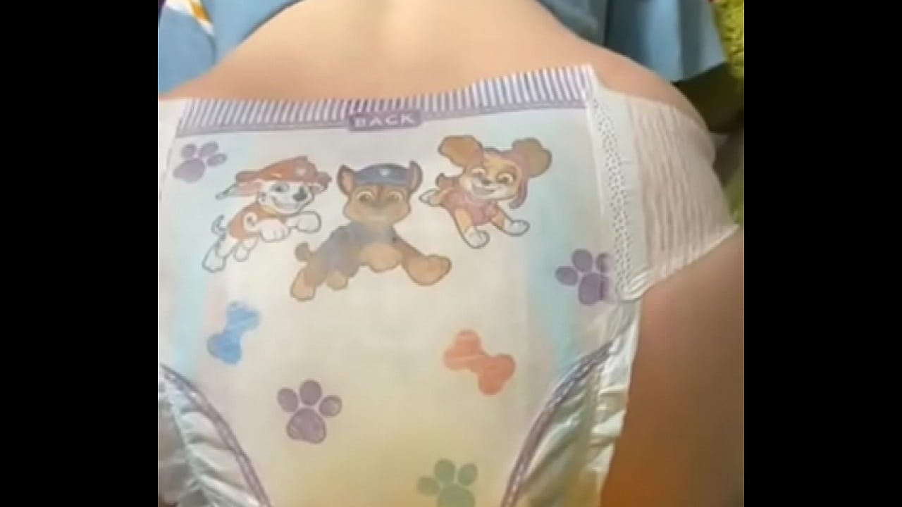 Girl Messes Small Diaper (couldn't hold it any longer)