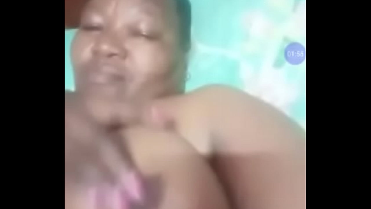 Plump black twisting her nipple then fingers herself