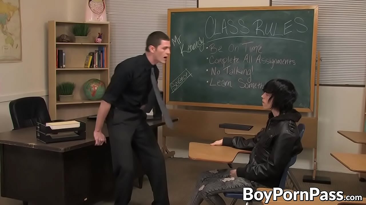 Emo twink punished by his jock teacher