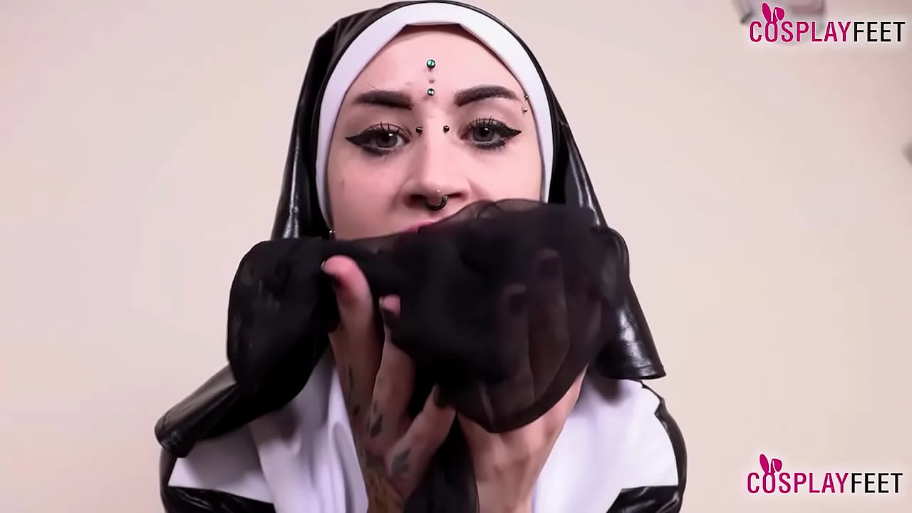 Horny nun pantyhose foot fetish tease