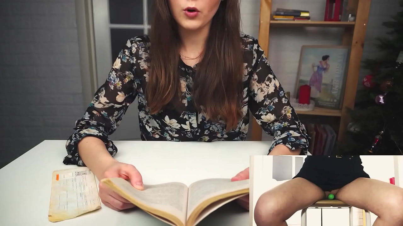 Literary orgasm from a beautiful student. Reads a book while sitting on a vibrator and tries to finish reading it...