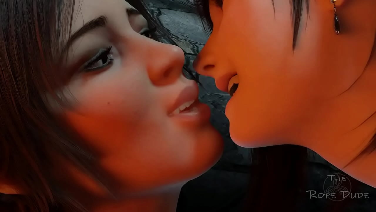 Lara croft and Tifa french kiss