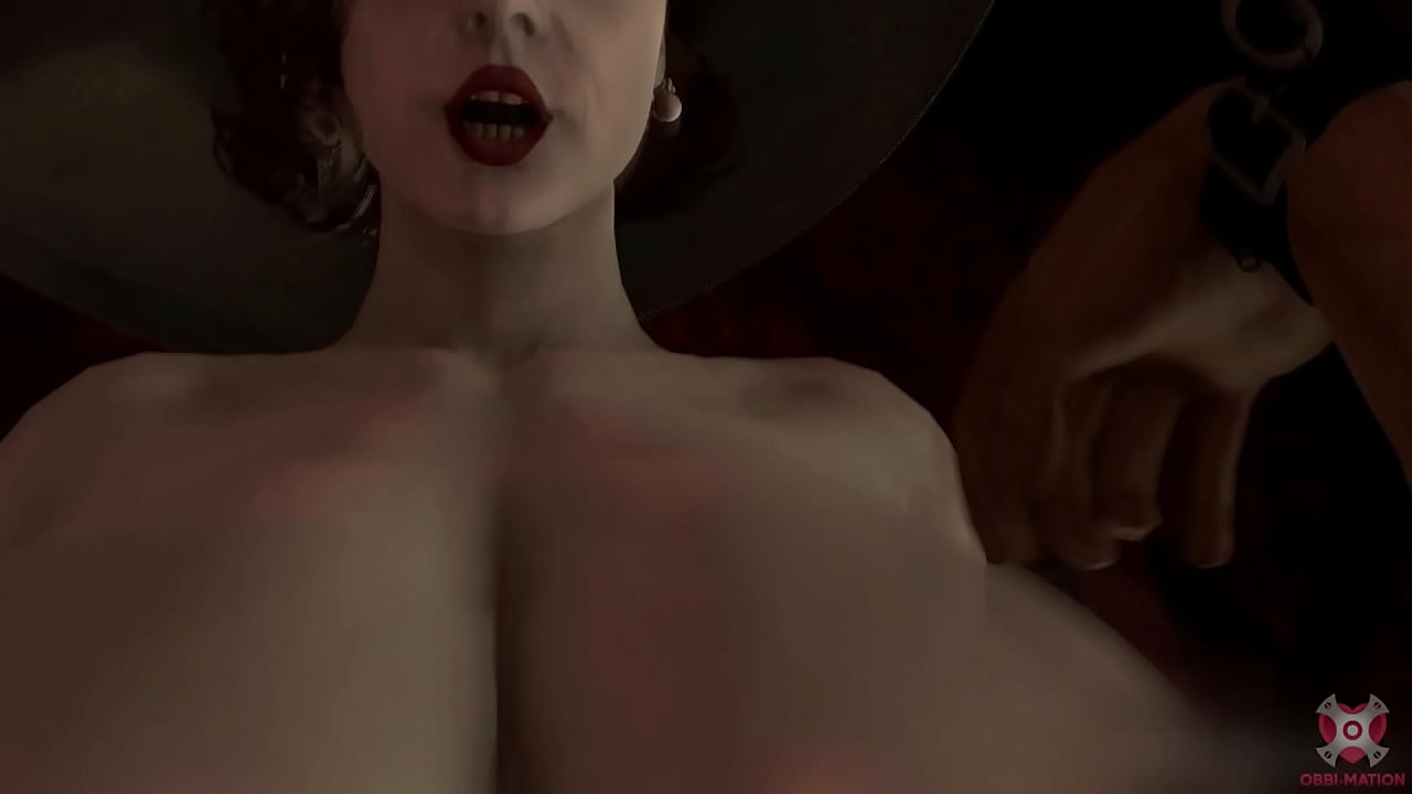 Lady Dimitrescu pegging fuck dominant woman big tits animation
