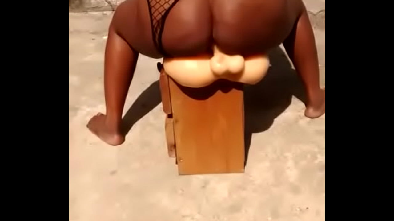 Black ebony milf playing with toy