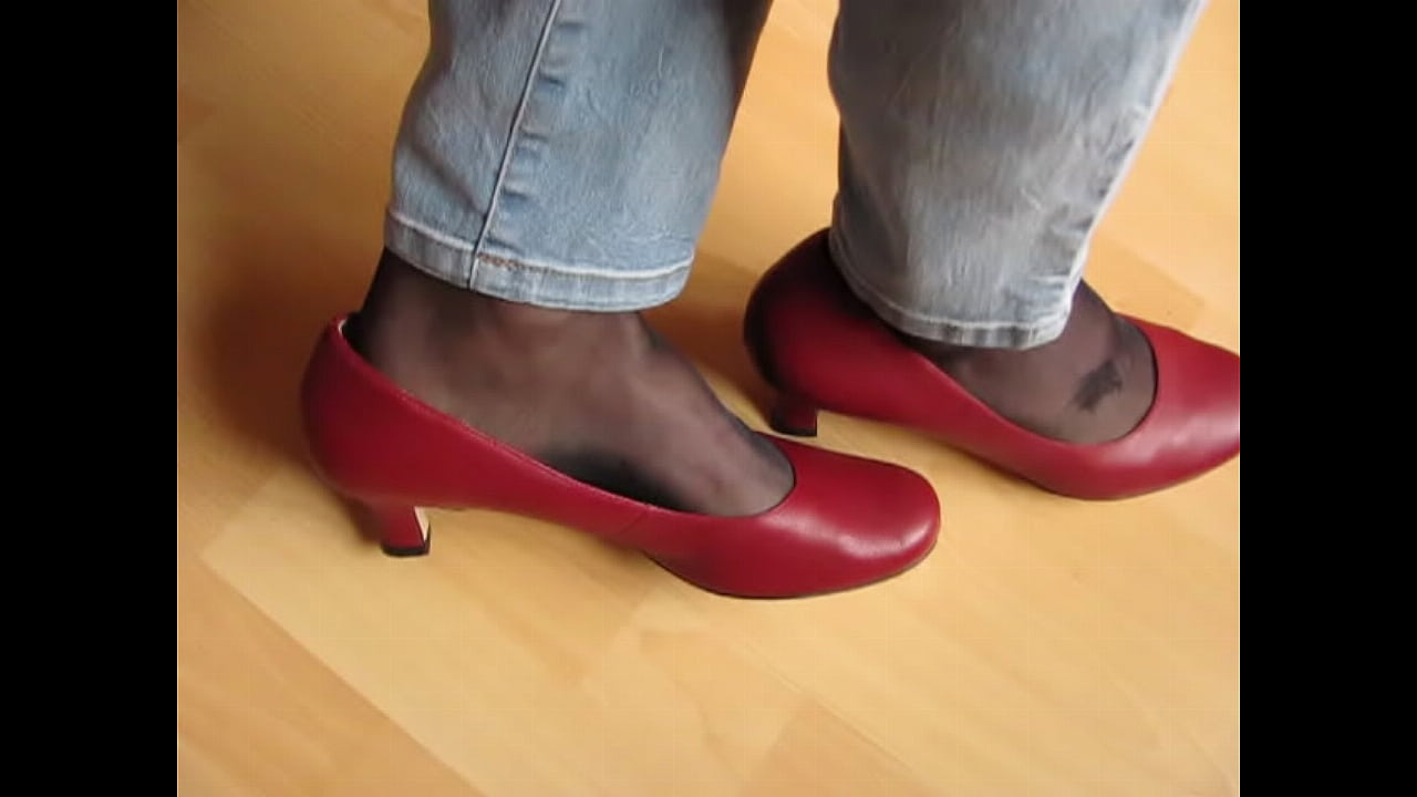 elegant red leather pumps