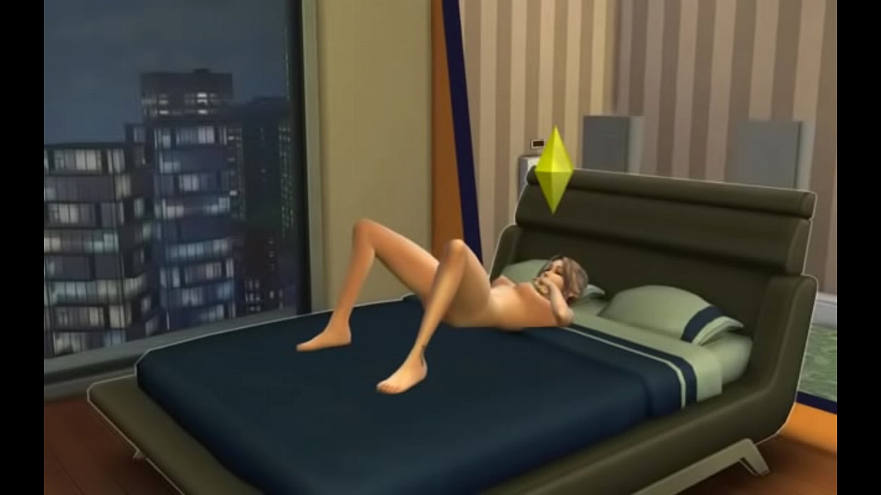 Sim masturbates in bed