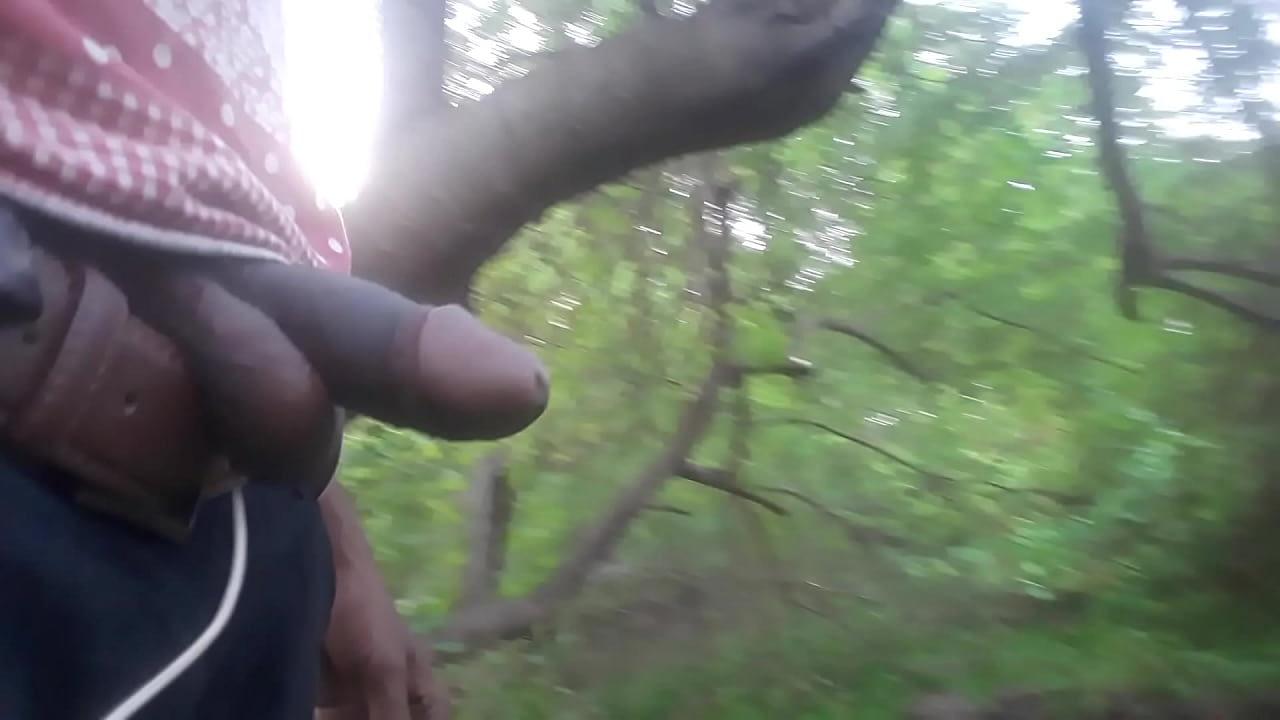 Outdoor cum shot under the tree while people were around