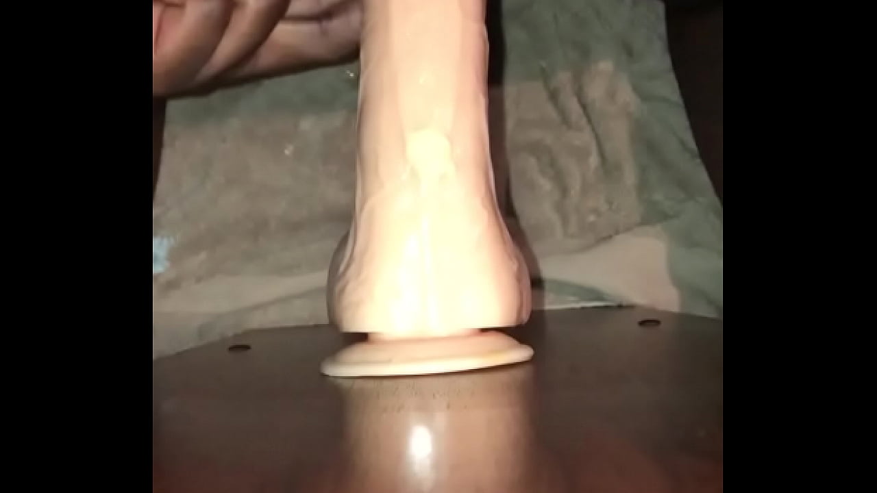 White chocolate dildo fucking oiled ass